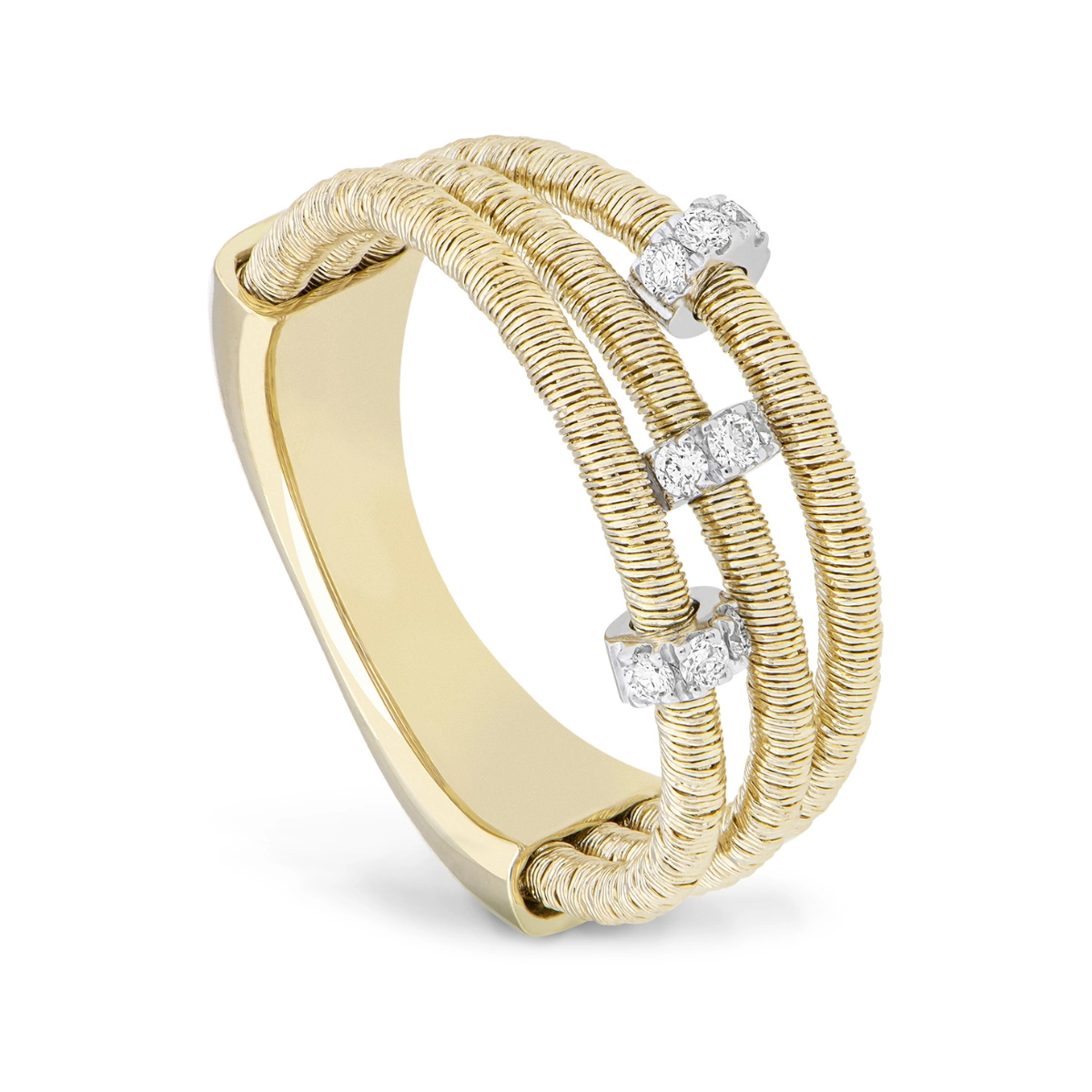 Anello a tre fili in oro con diamanti Piero Milano Goa