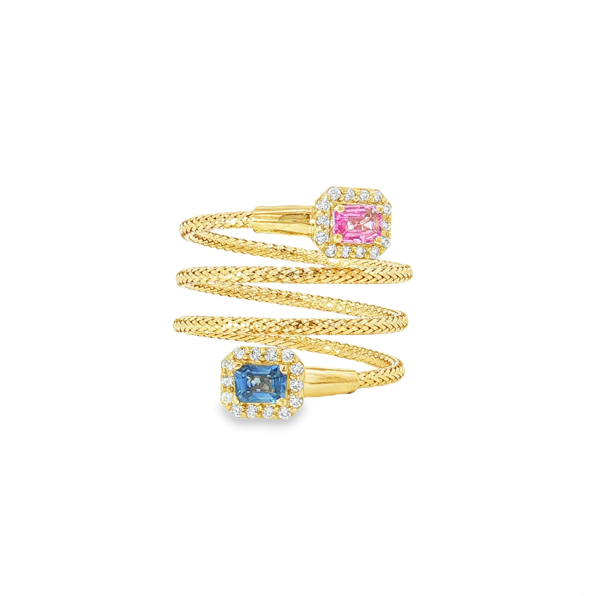 Anello a spirale in oro con zaffiri e diamanti Genesia Twist